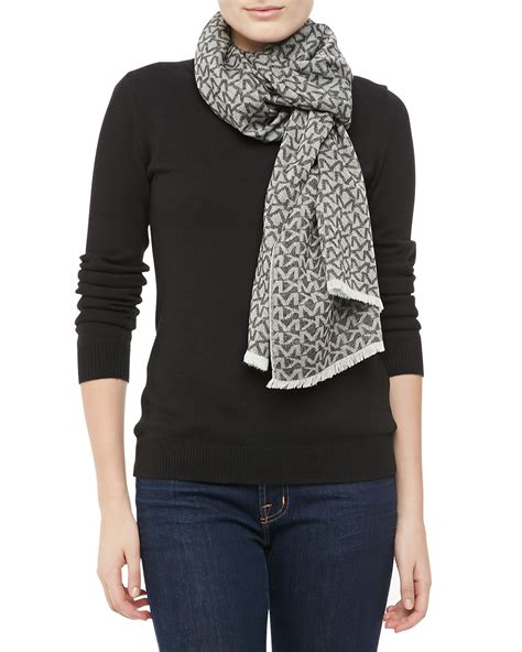 michael kors beige ans white scarf with gray trim|Amazon.com: Michael Kors Scarfs.